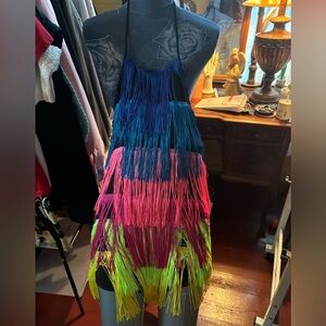 No 1 Los Angeles Size Small Women’s Fringed Backless Costume Tie Neck An…